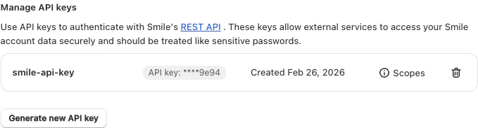 smile api keys