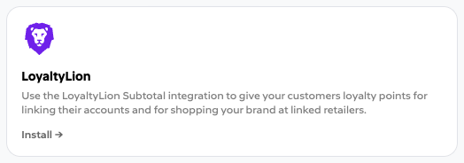 LoyaltyLion listing in the Subtotal App Marketplace