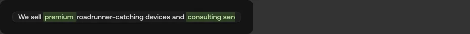 Text field diff with red strikethrough for removed words and green highlight for added words