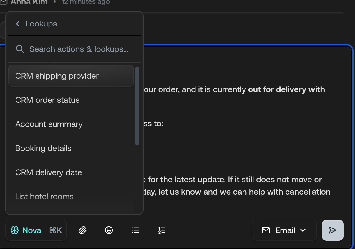 The Lookups list in the Nova menu