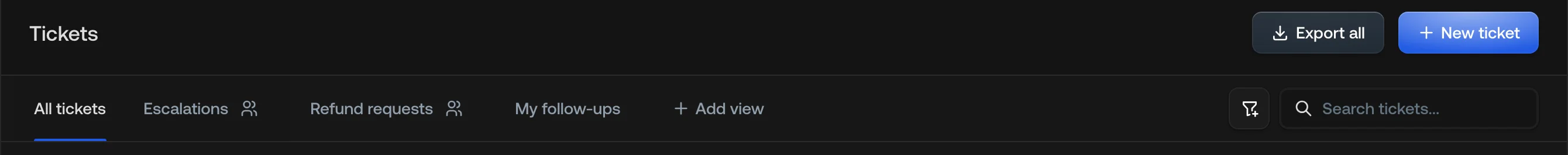 Saved views as tabs on the Tickets page