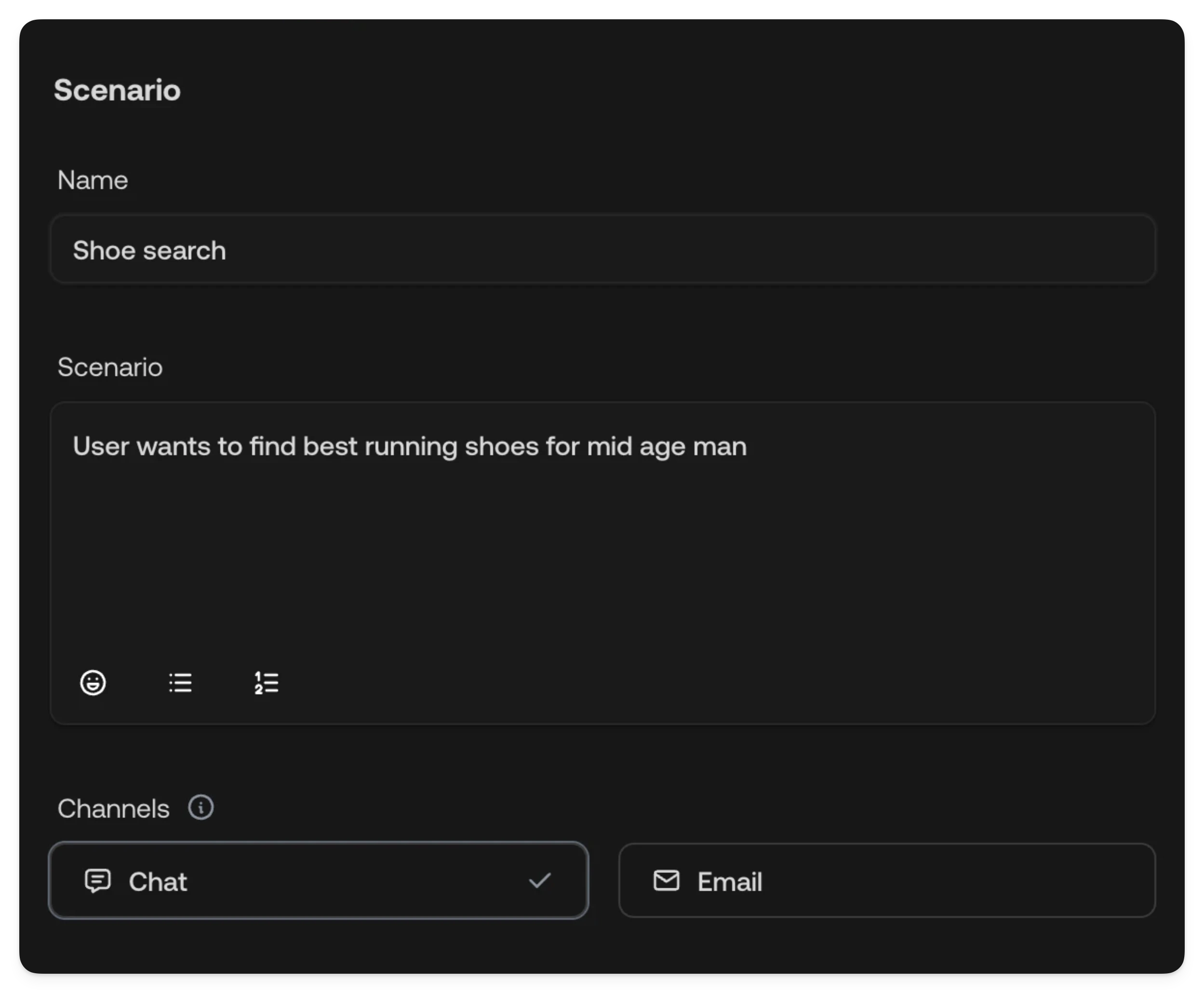 Scenario configuration