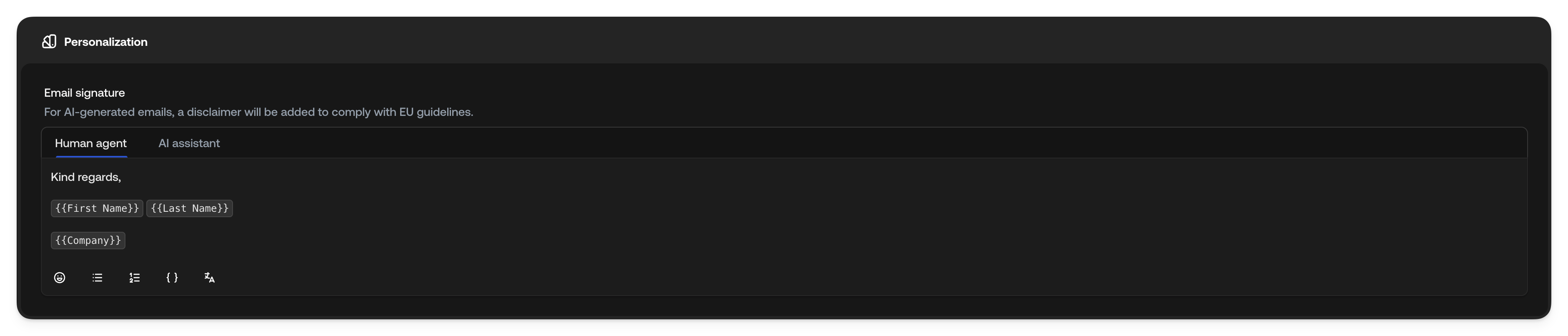 Email signature variables