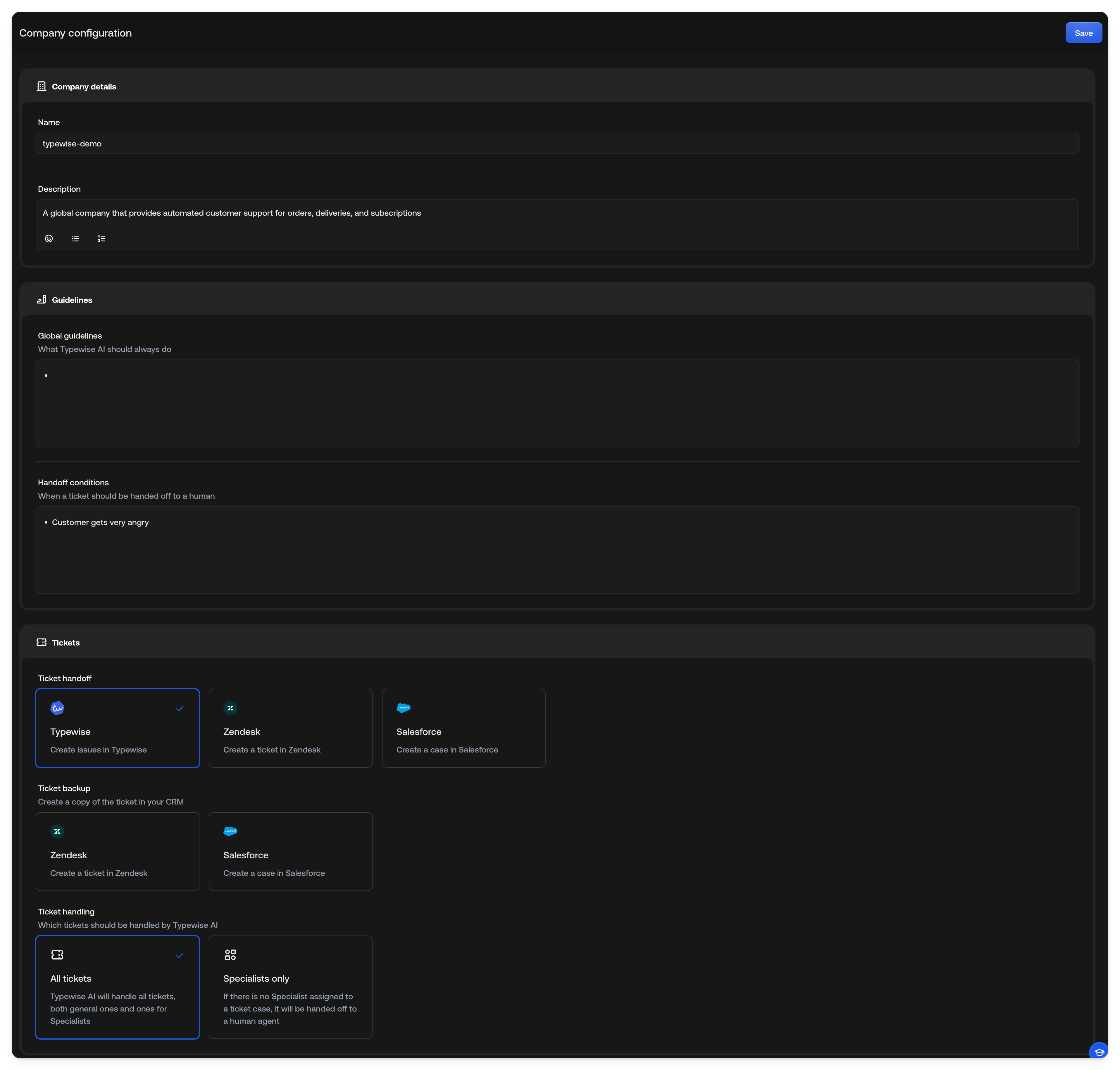 Company Configuration