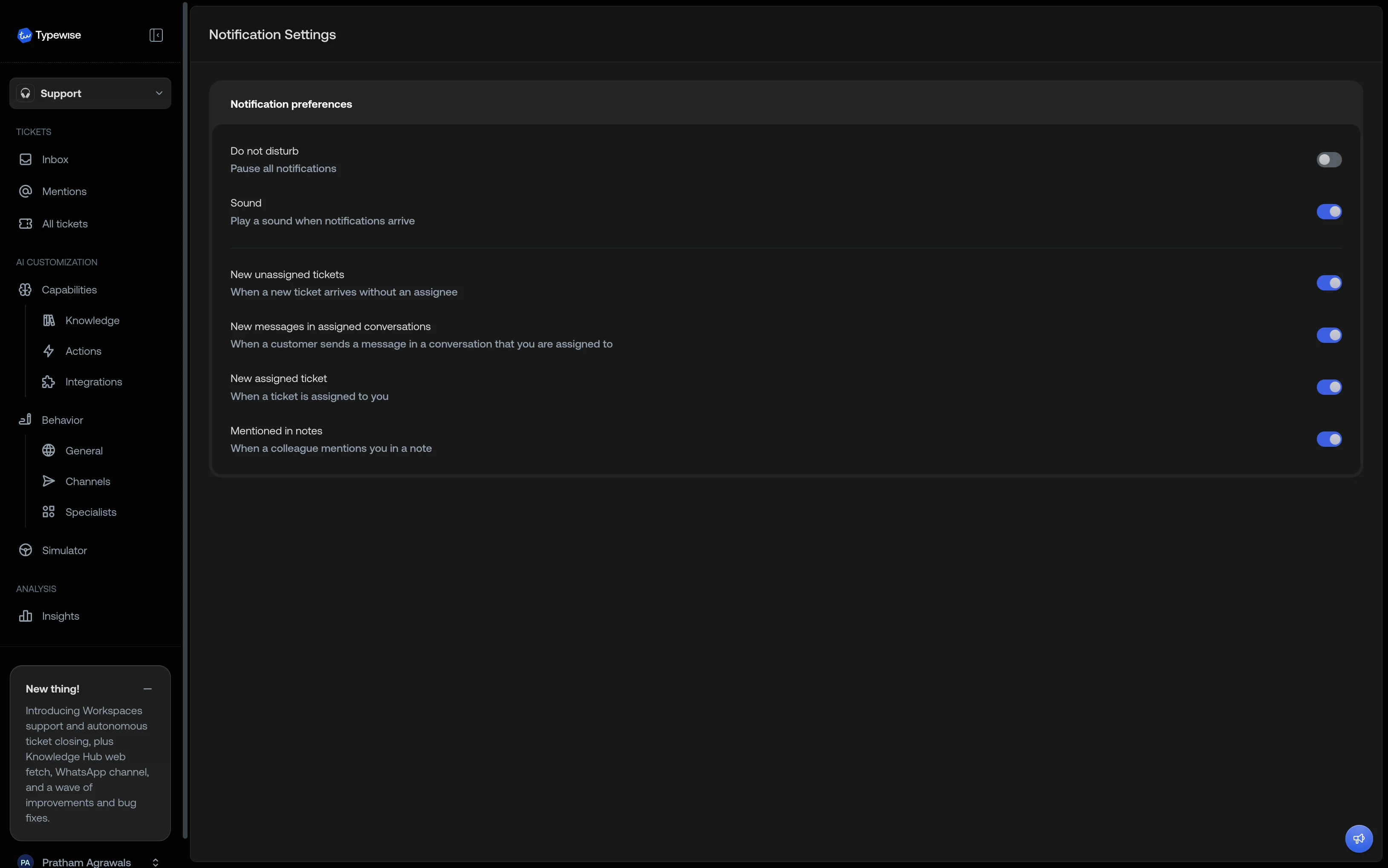 Notification preferences