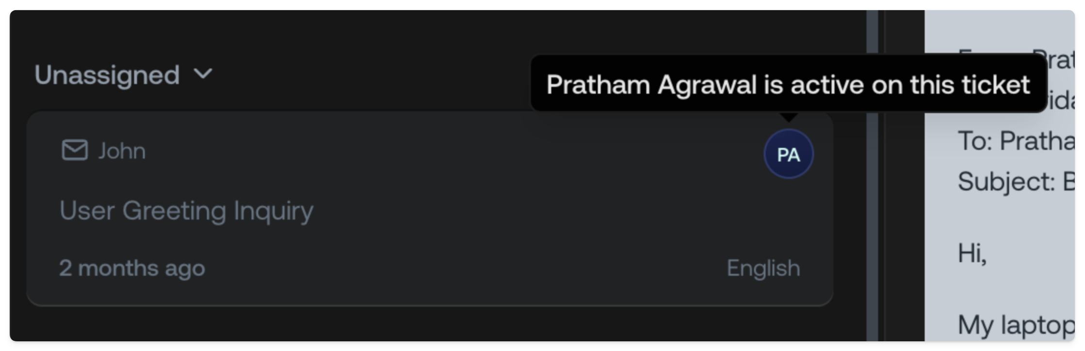Screenshot of inbox collaboration