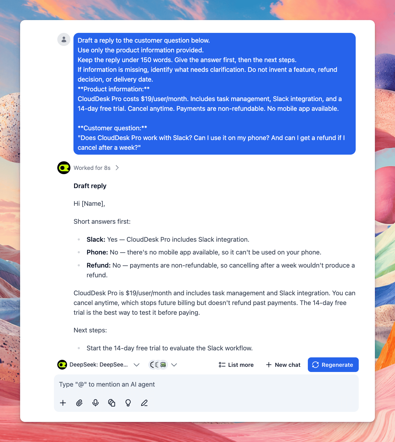 Compare AI model responses in TypingMind