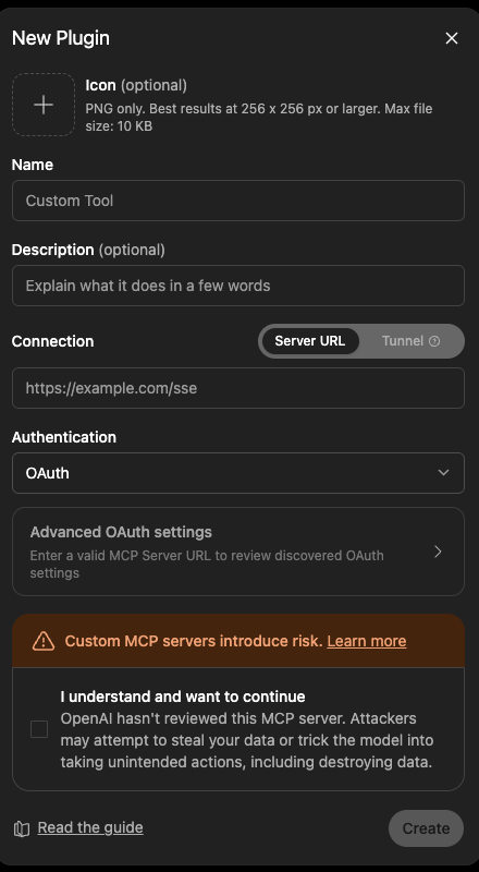 New Plugin dialog