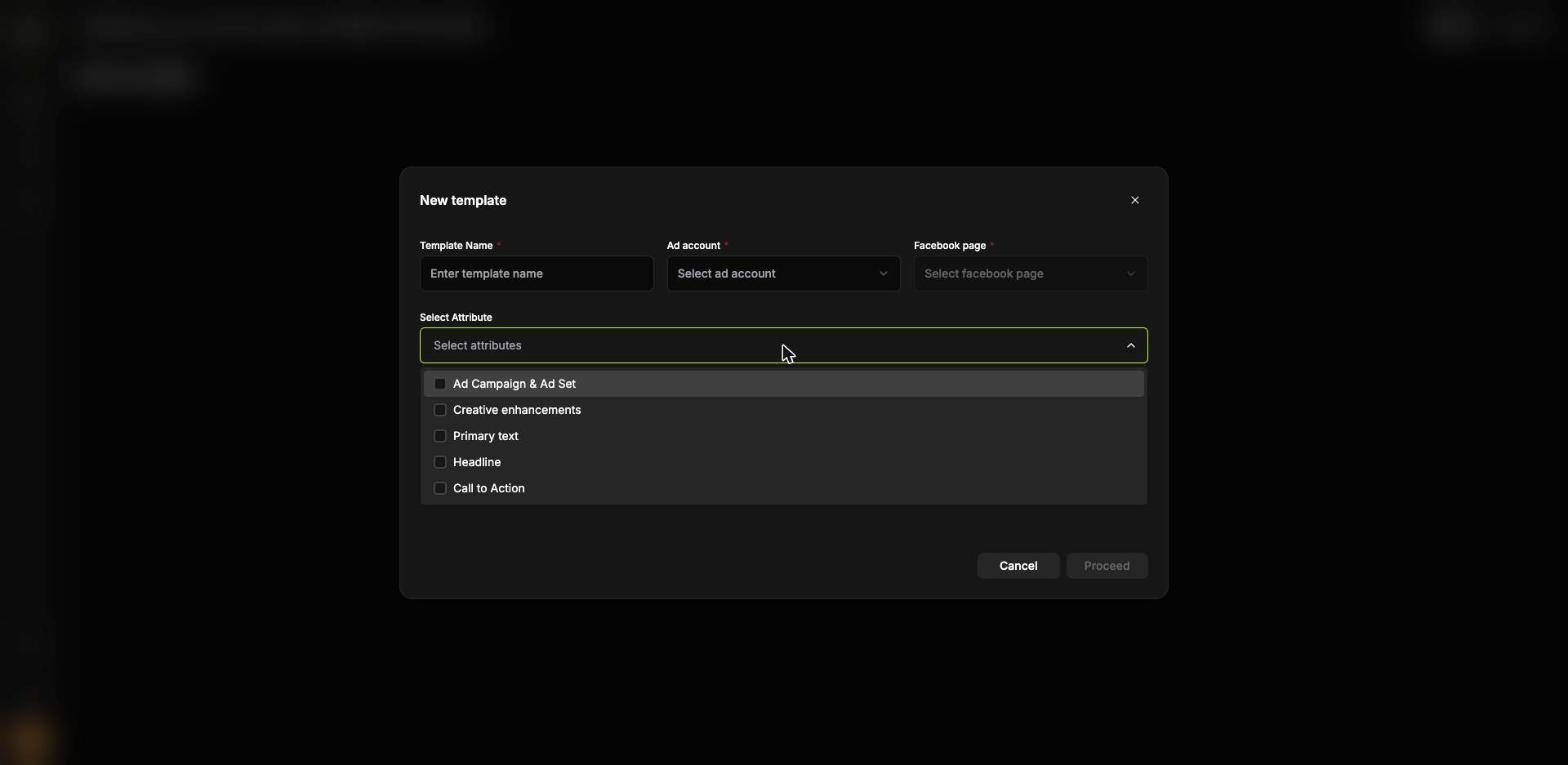 The Select attributes dropdown listing all five attributes