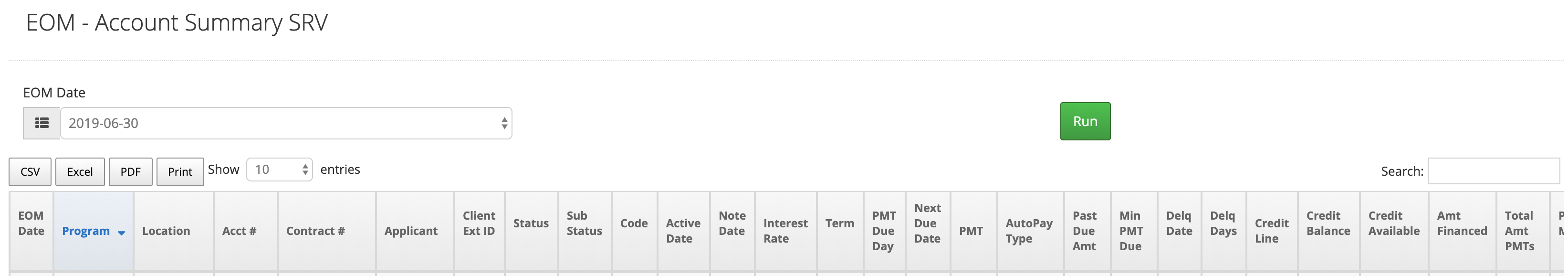 EOM Account Summary
