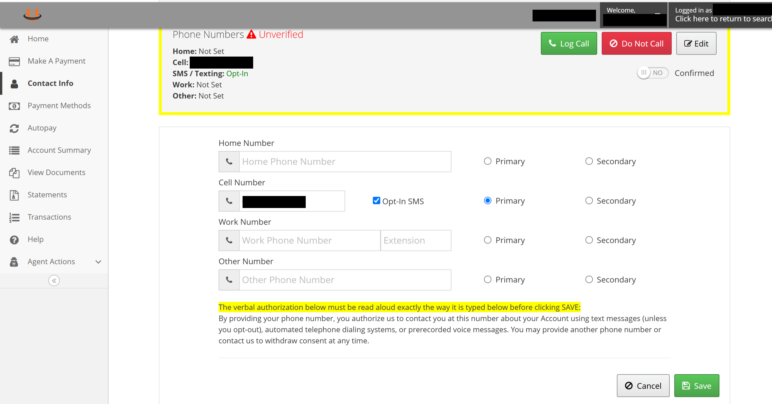 Updating Contact Info