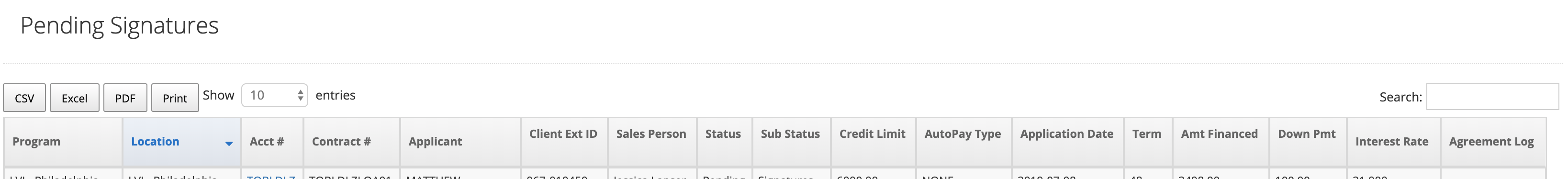 Pending Signatures