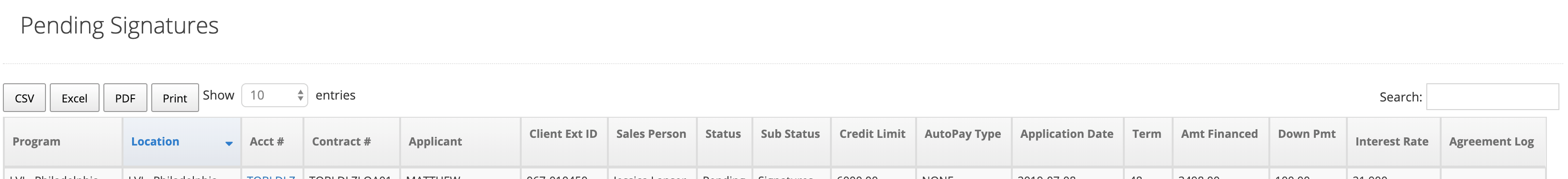 Pending Signatures