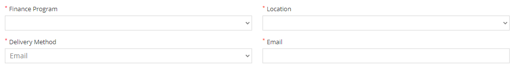 Required fields on the new application form.