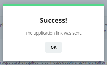 An application was successfully sent.