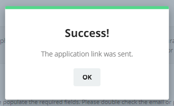 An application was successfully sent.