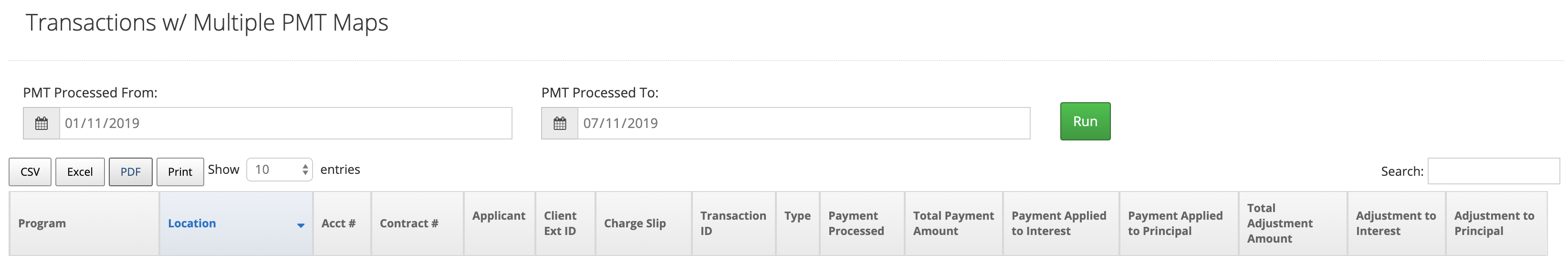 Transactions w Mult. PMT maps