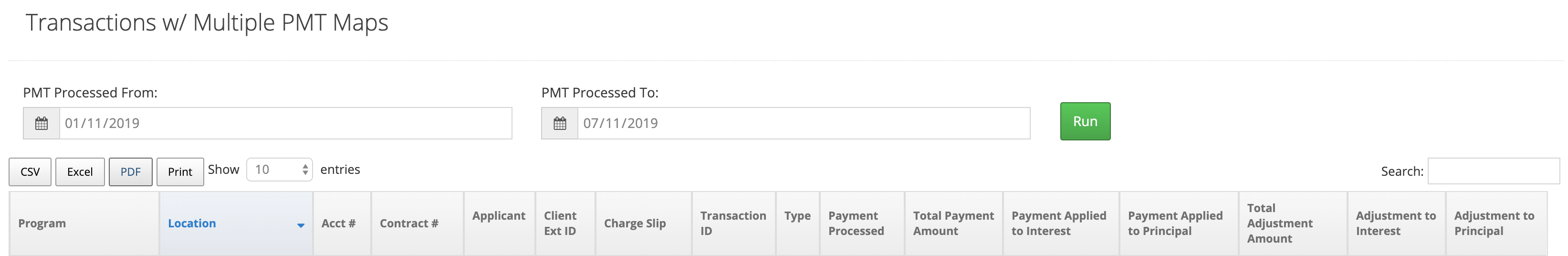 Transactions w Mult. PMT maps