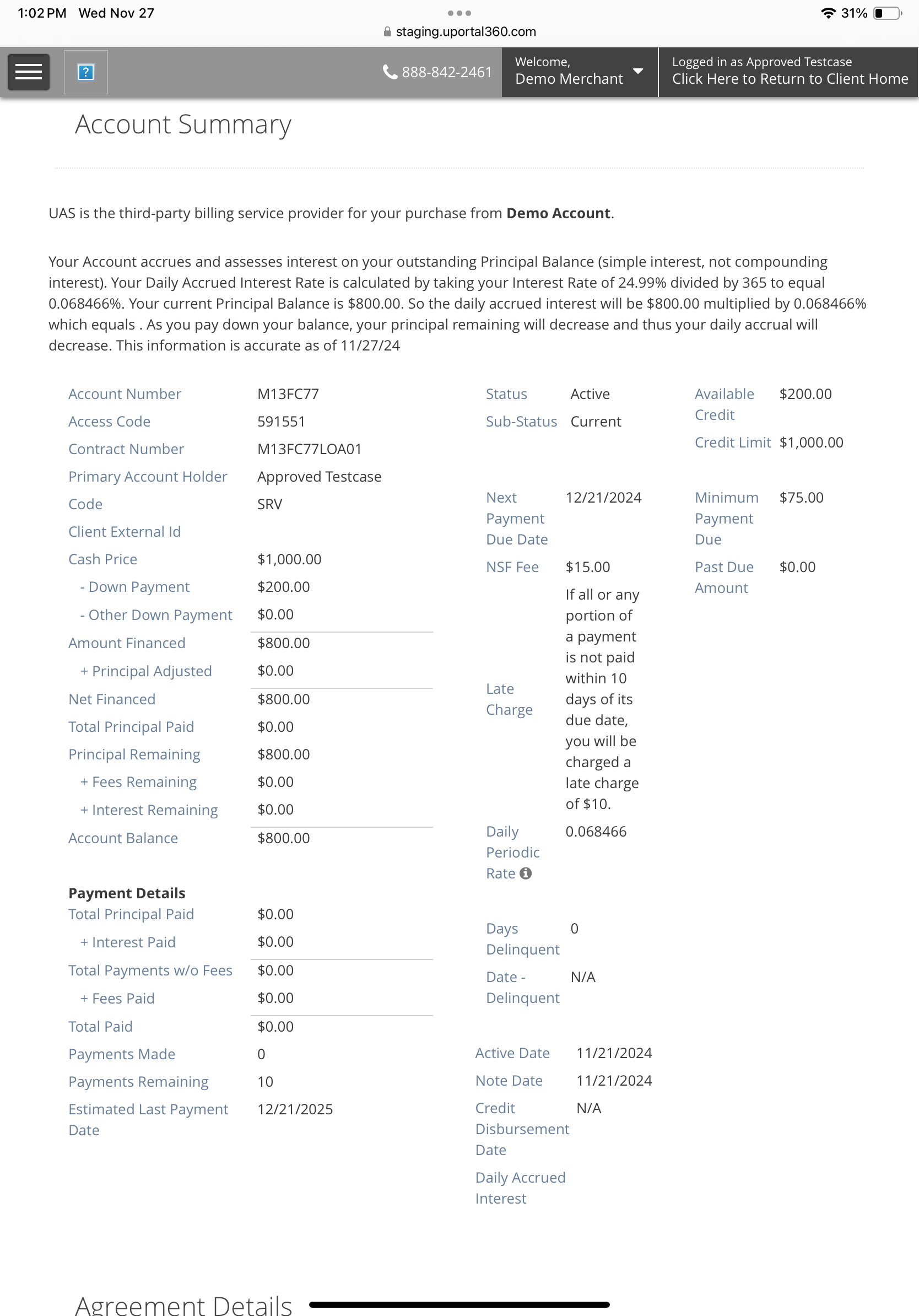 account summary - knowledge