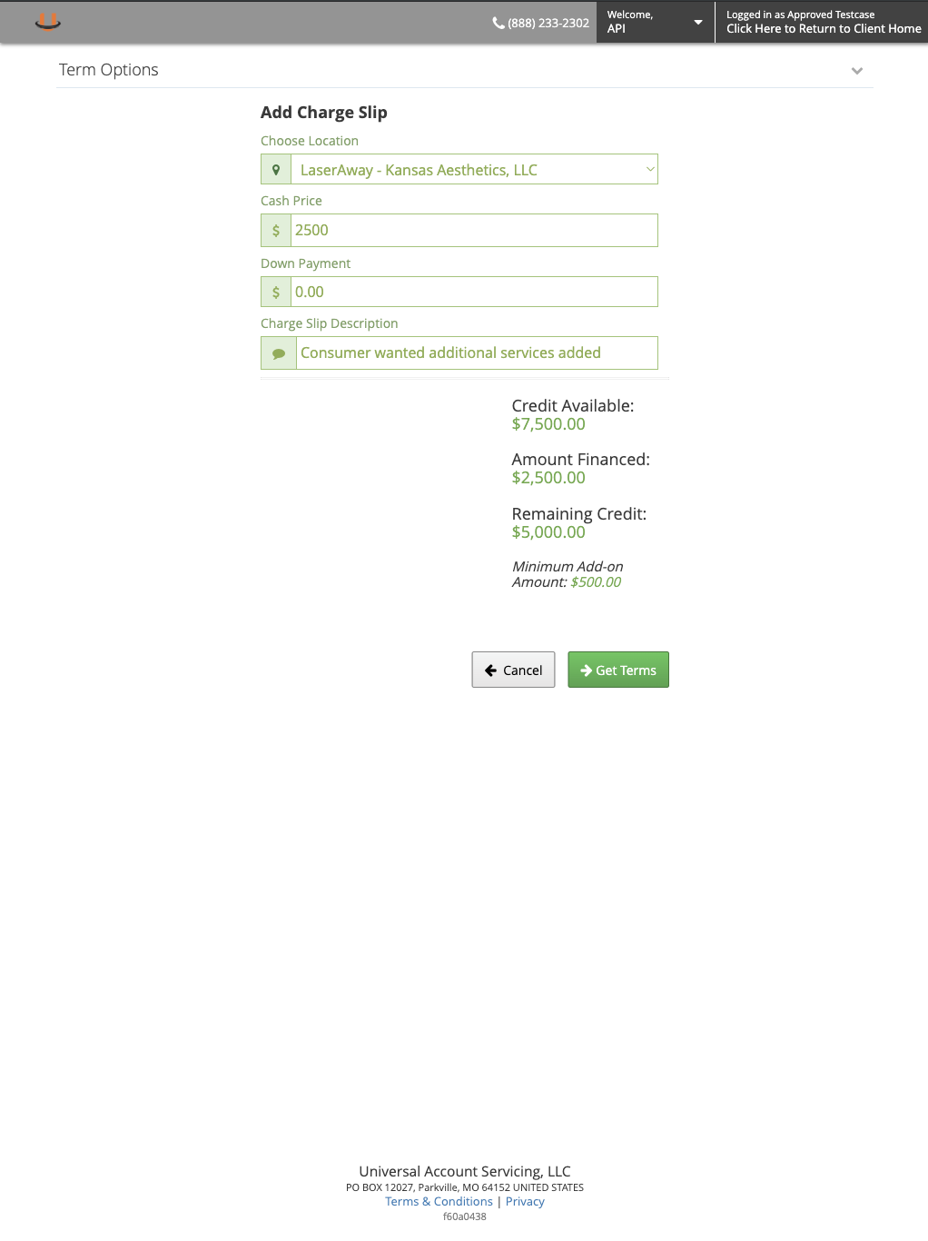 Enter in Charge Slip Details