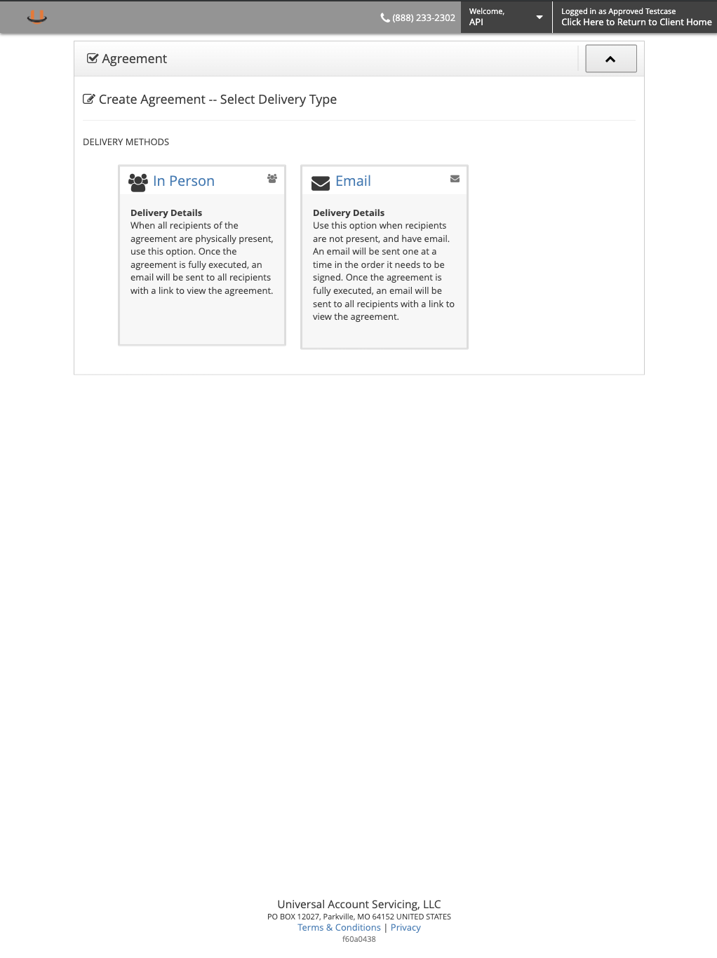 Select Create Agreement Type