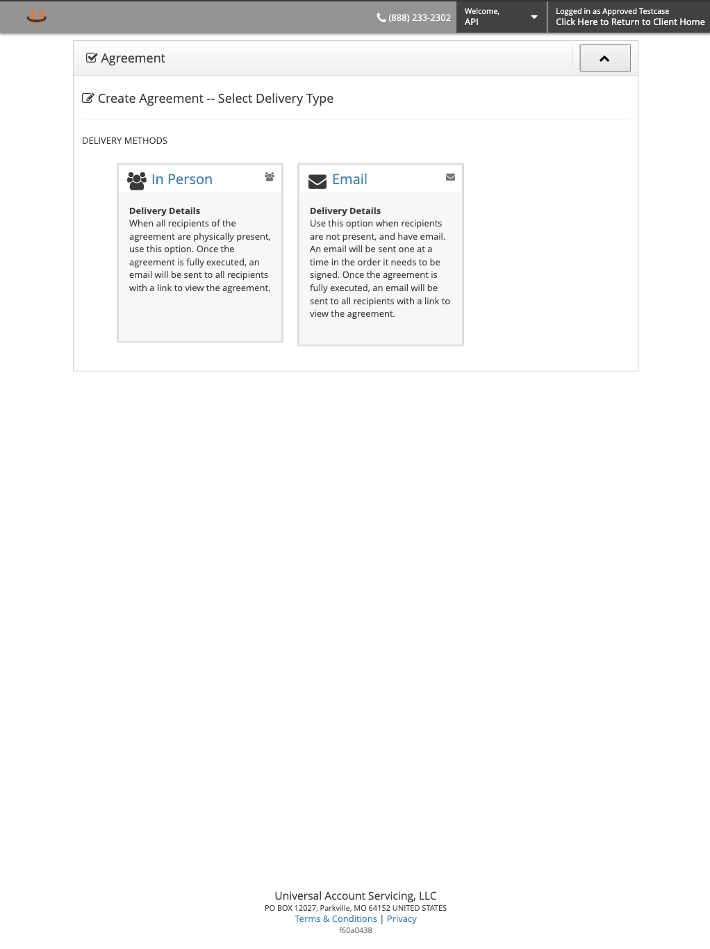 Select Create Agreement Type