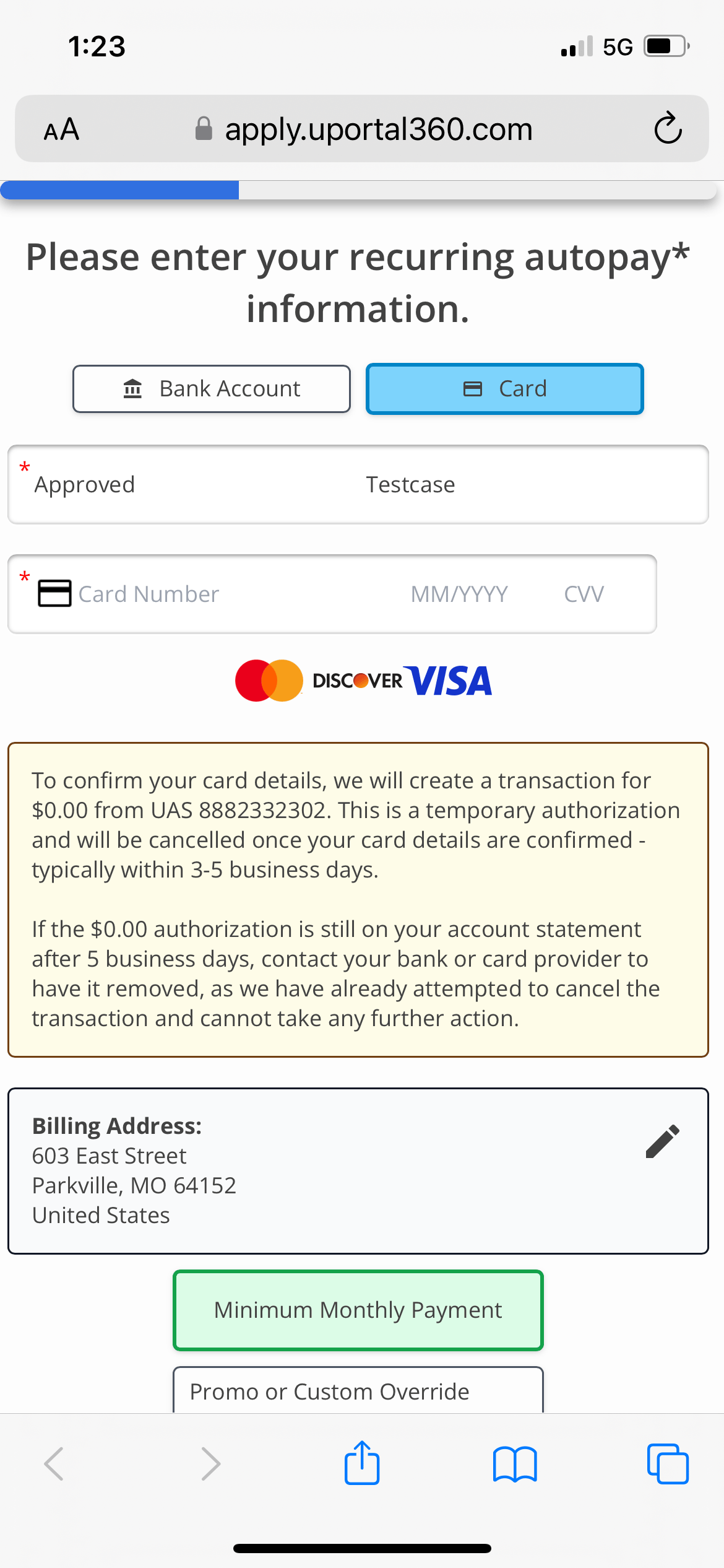 Credit Card AutoPay Enroll