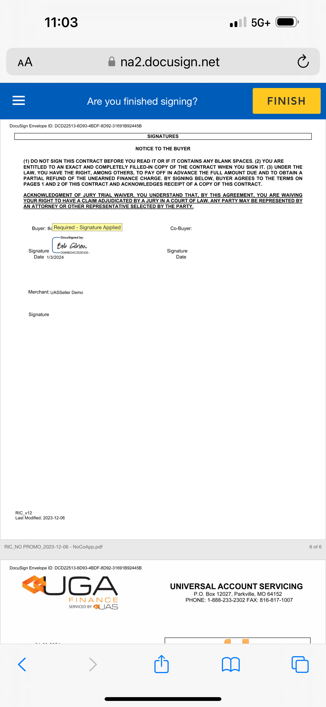 Docusign Initial and Signature