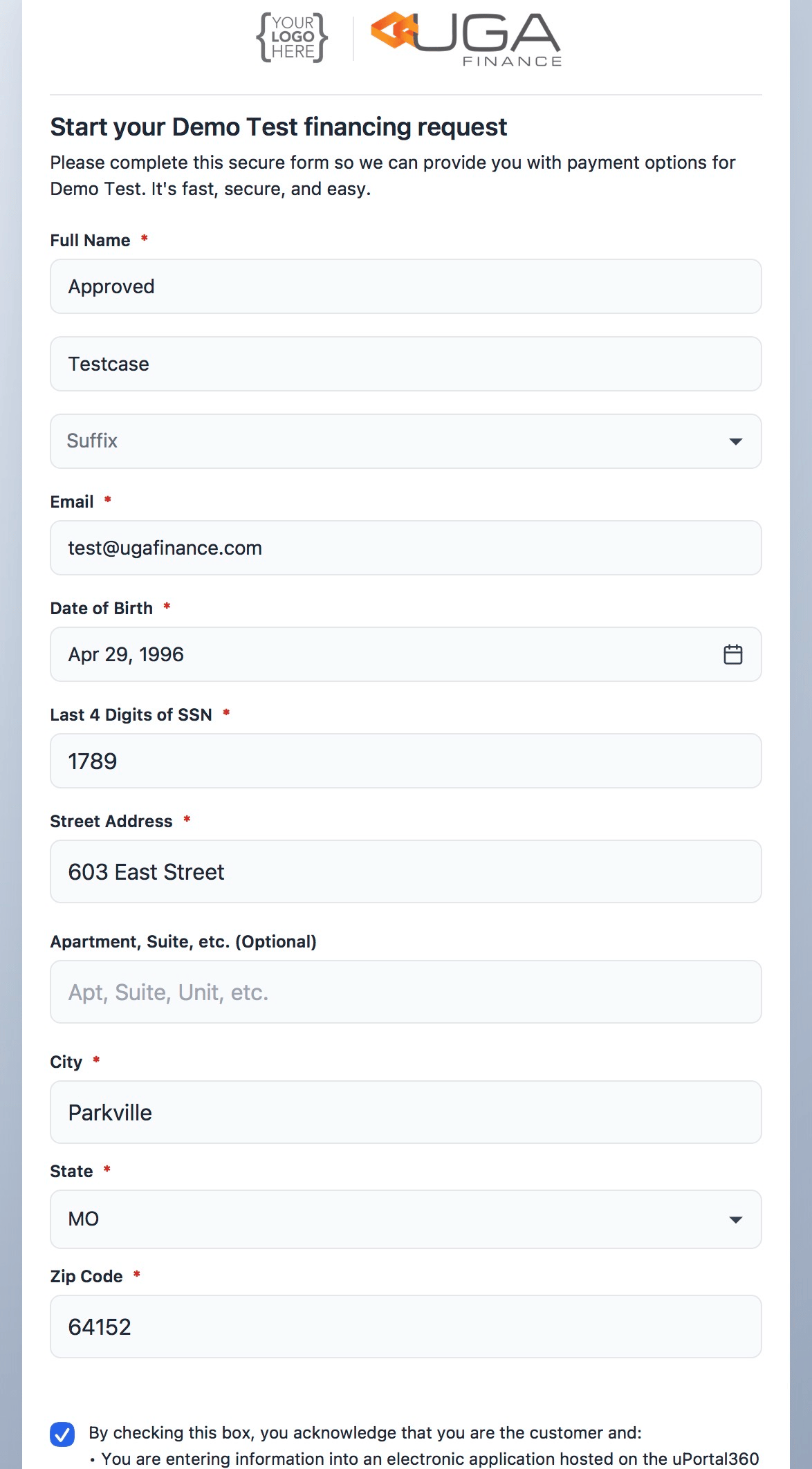 Filled form