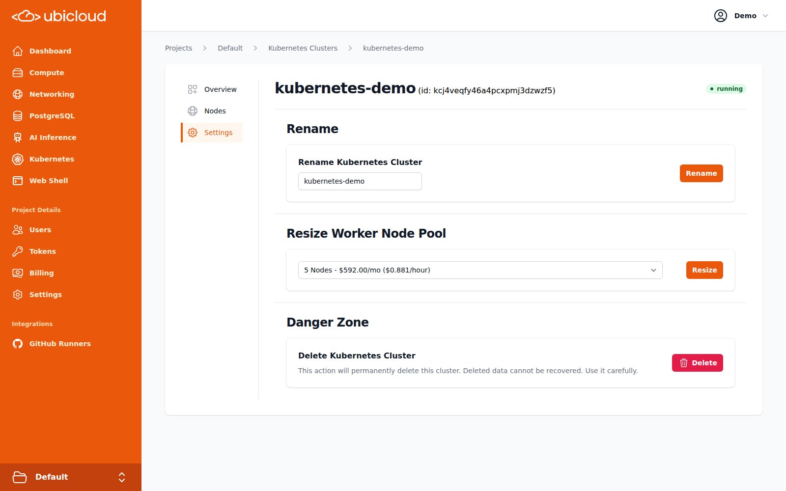 Resize Kubernetes Cluster