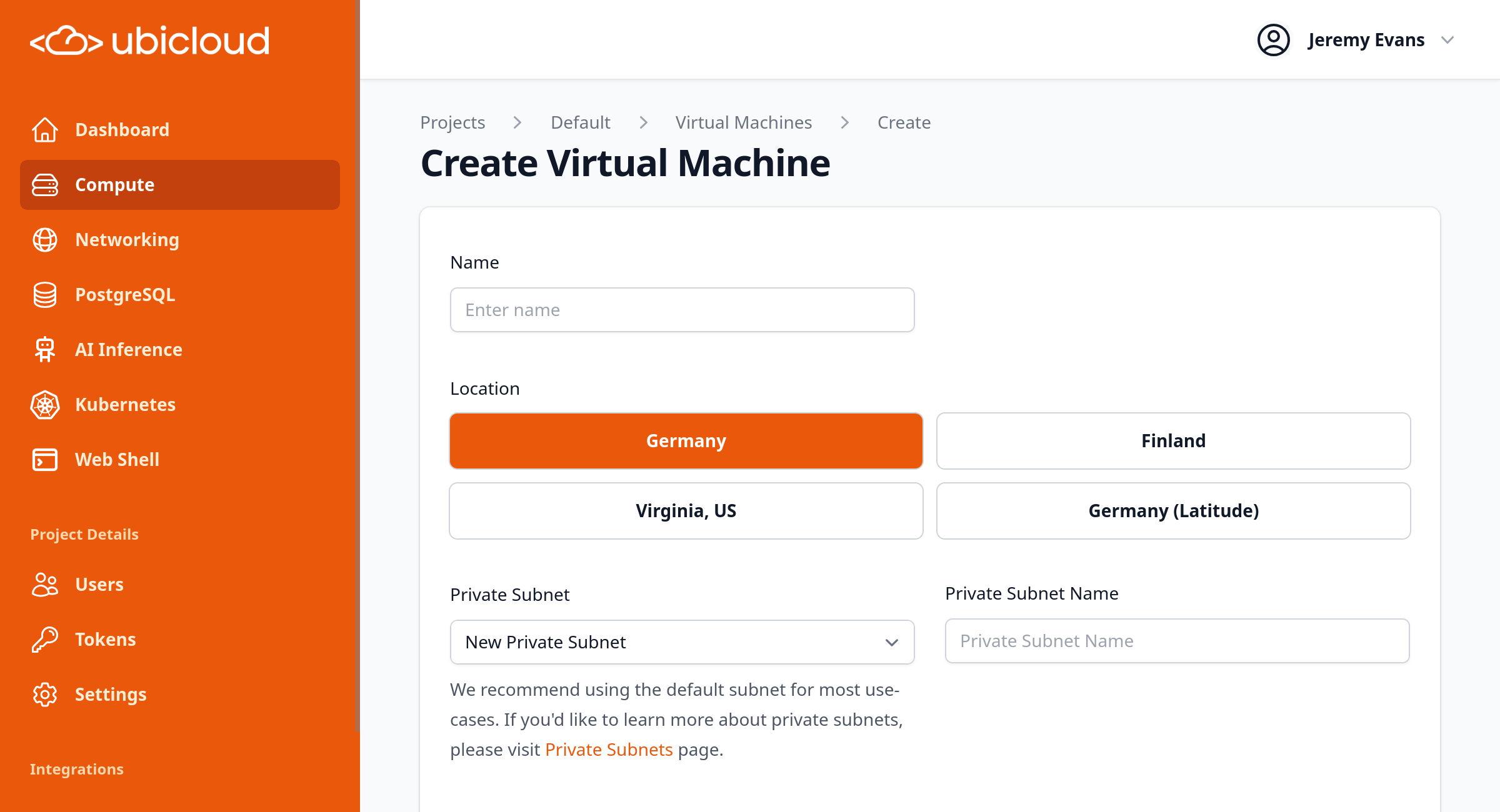 Create Private Subnet During VM Launch
