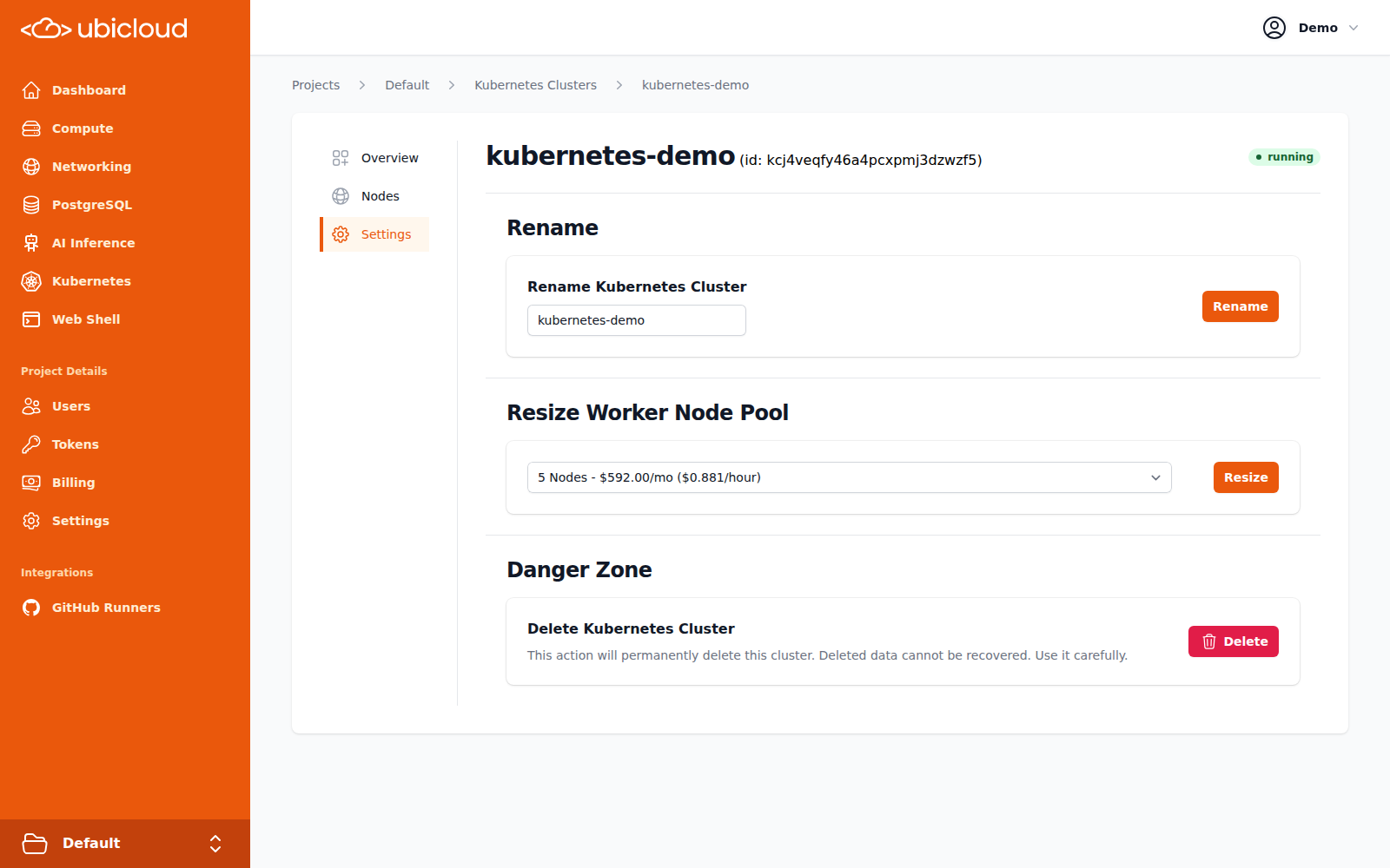 Resize Kubernetes Cluster