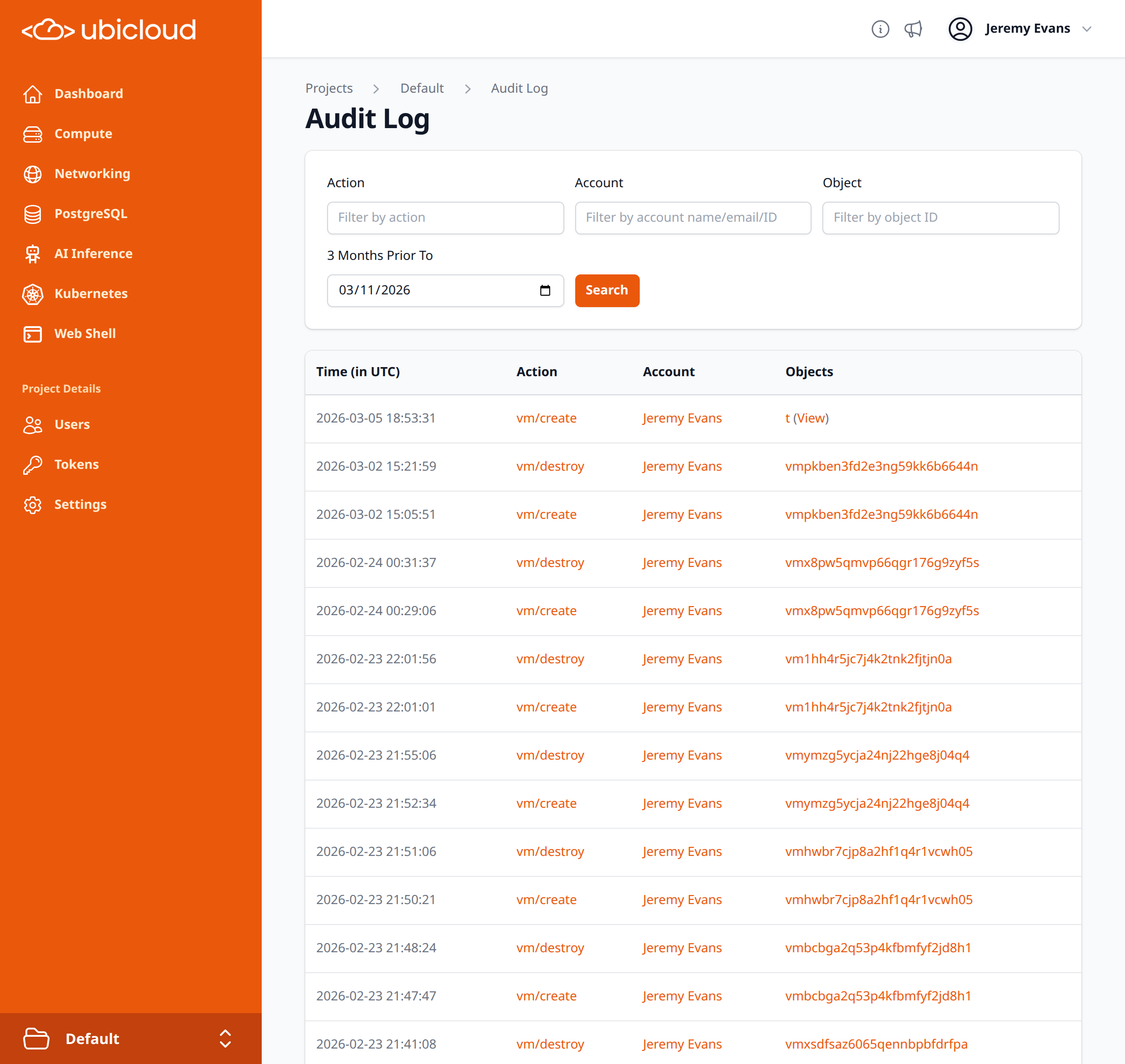 Resource Audit log
