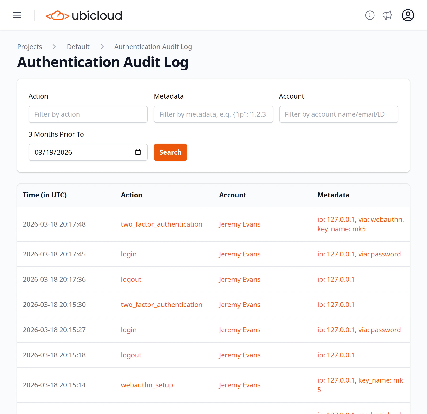 Auth Audit log