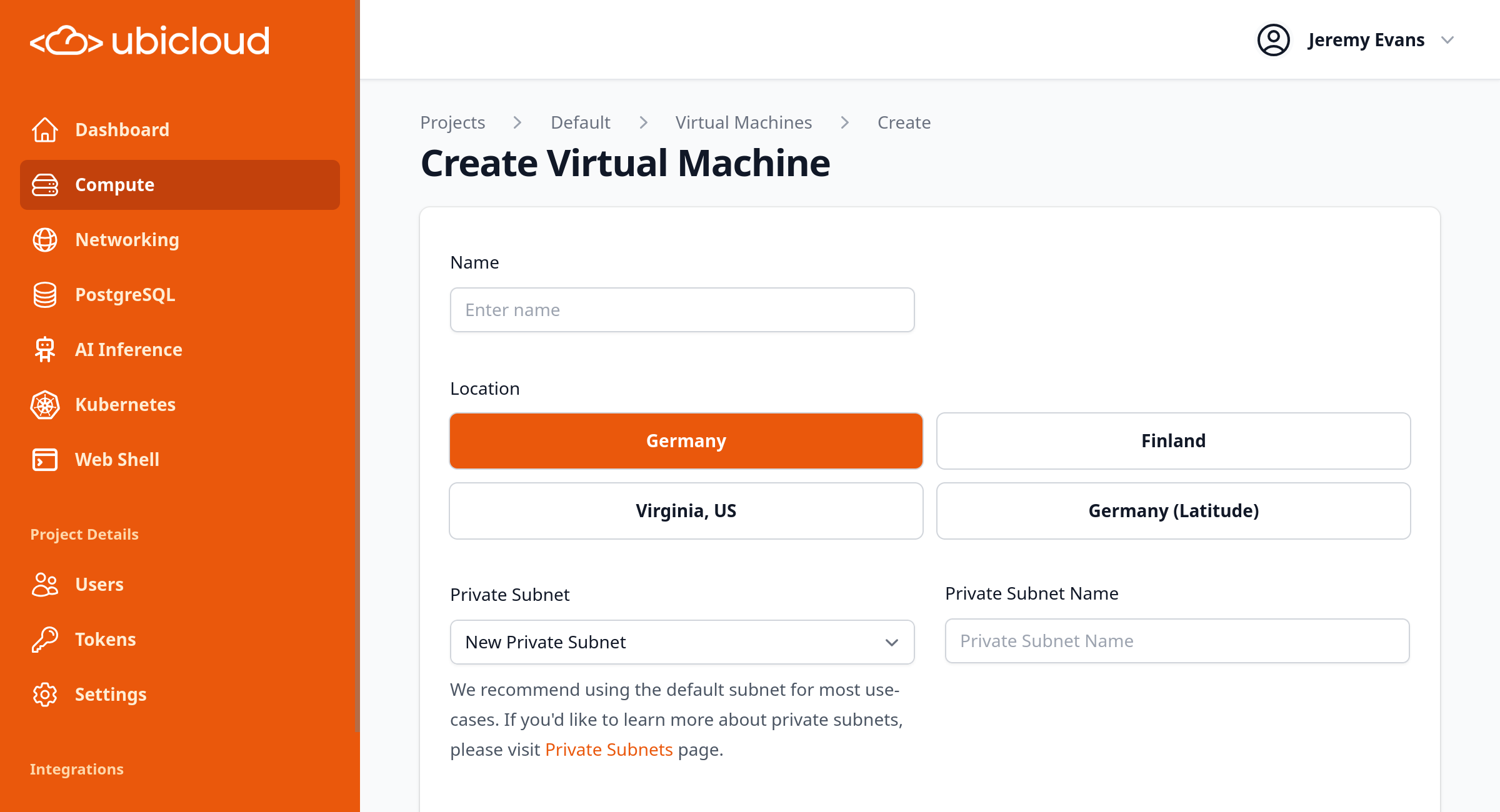 Create Private Subnet During VM Launch
