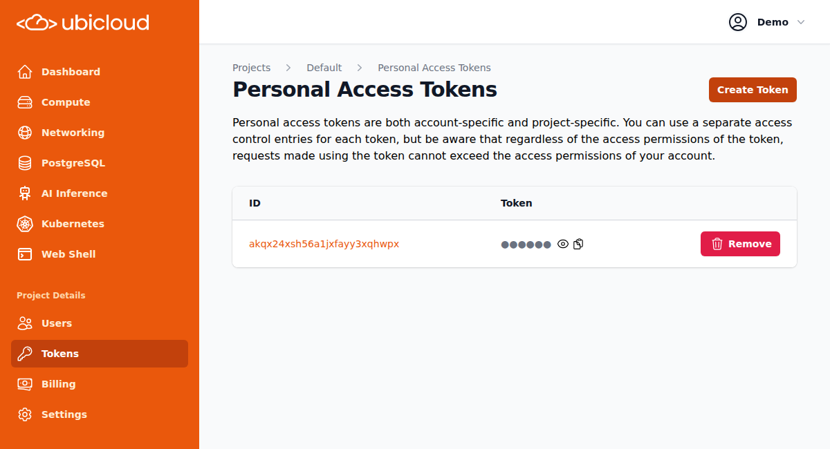 View token screenshot