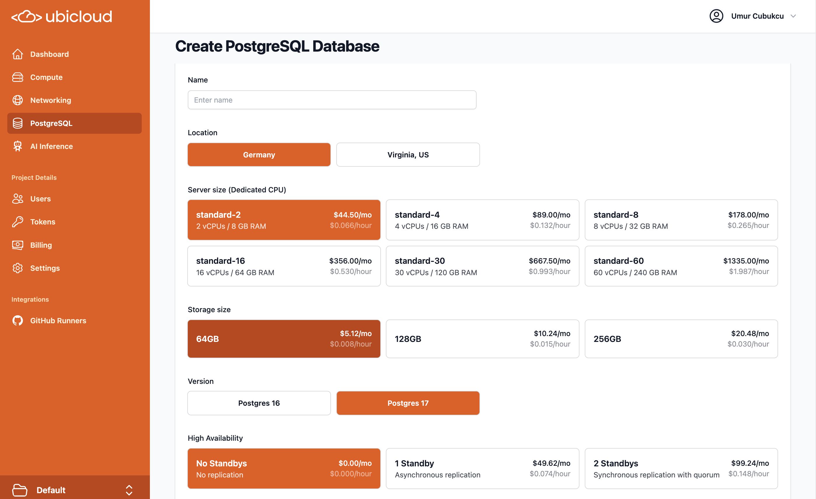 PostgreSQL disk sizes