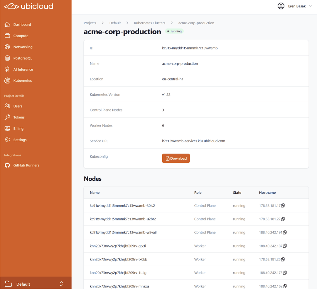 Ubicloud Kubernetes