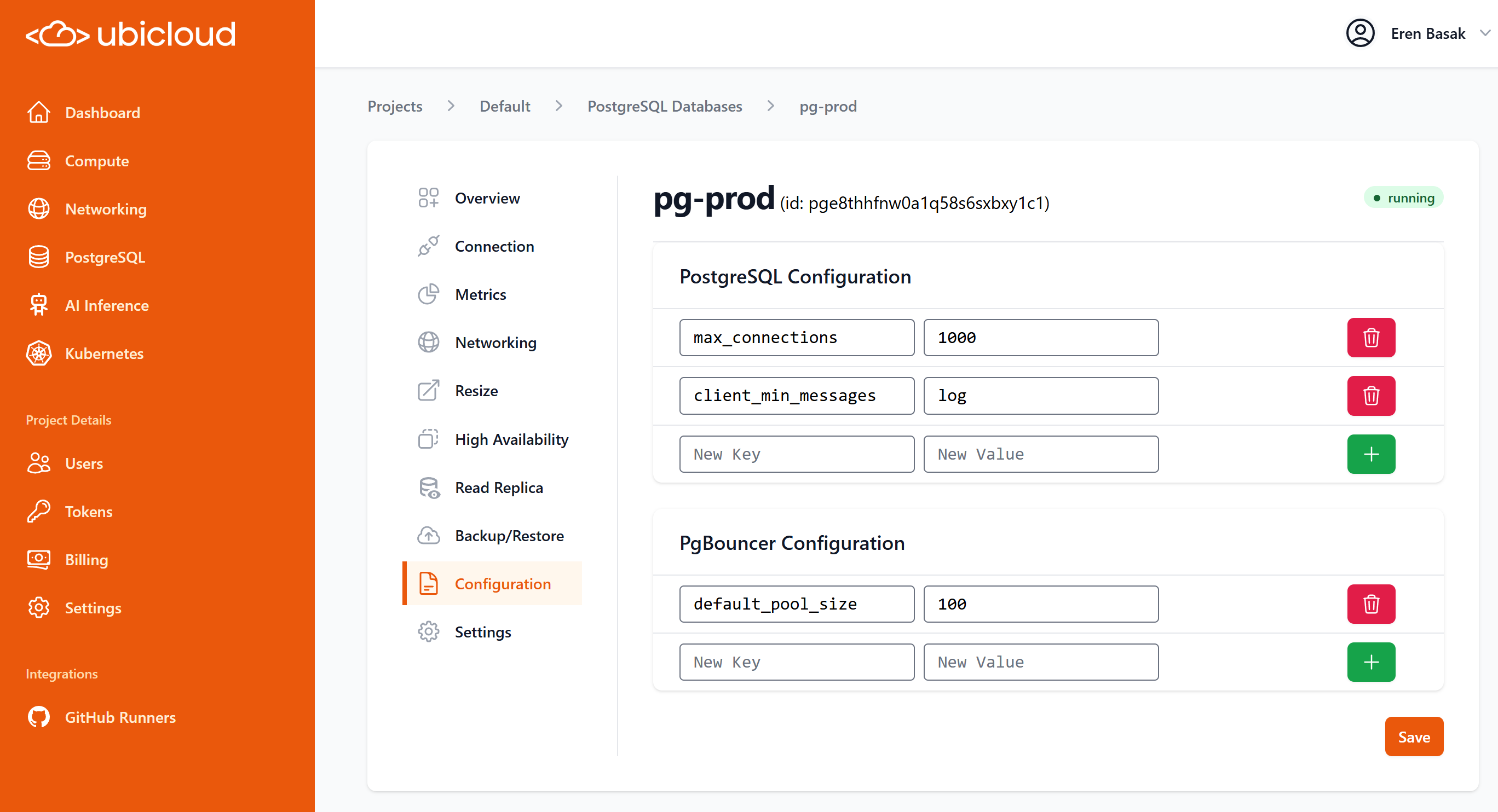 PostgreSQL Configuration Management UI