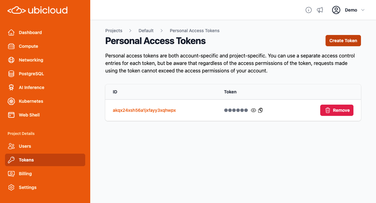 View token screenshot