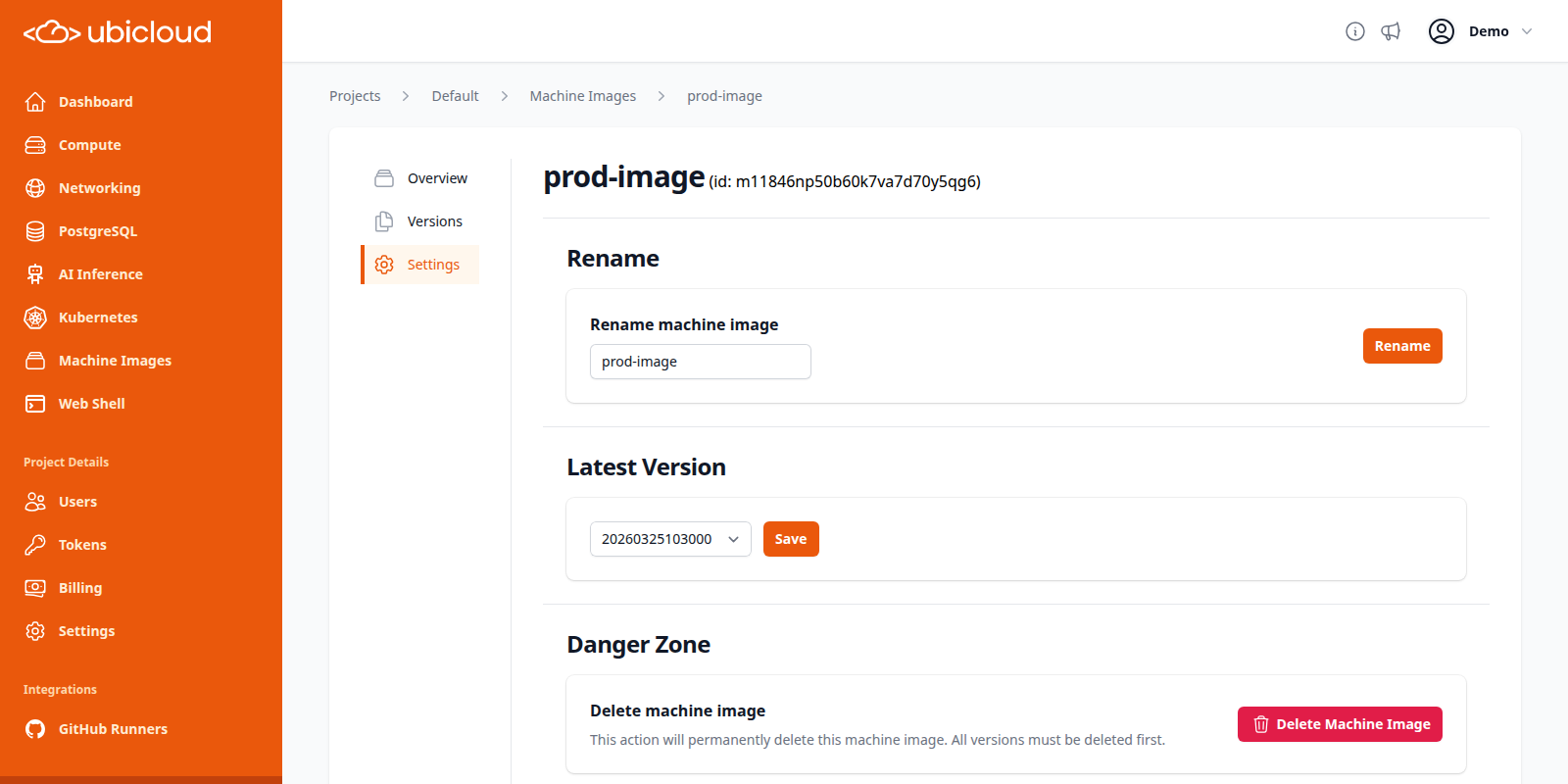 Set the latest version of a machine image
