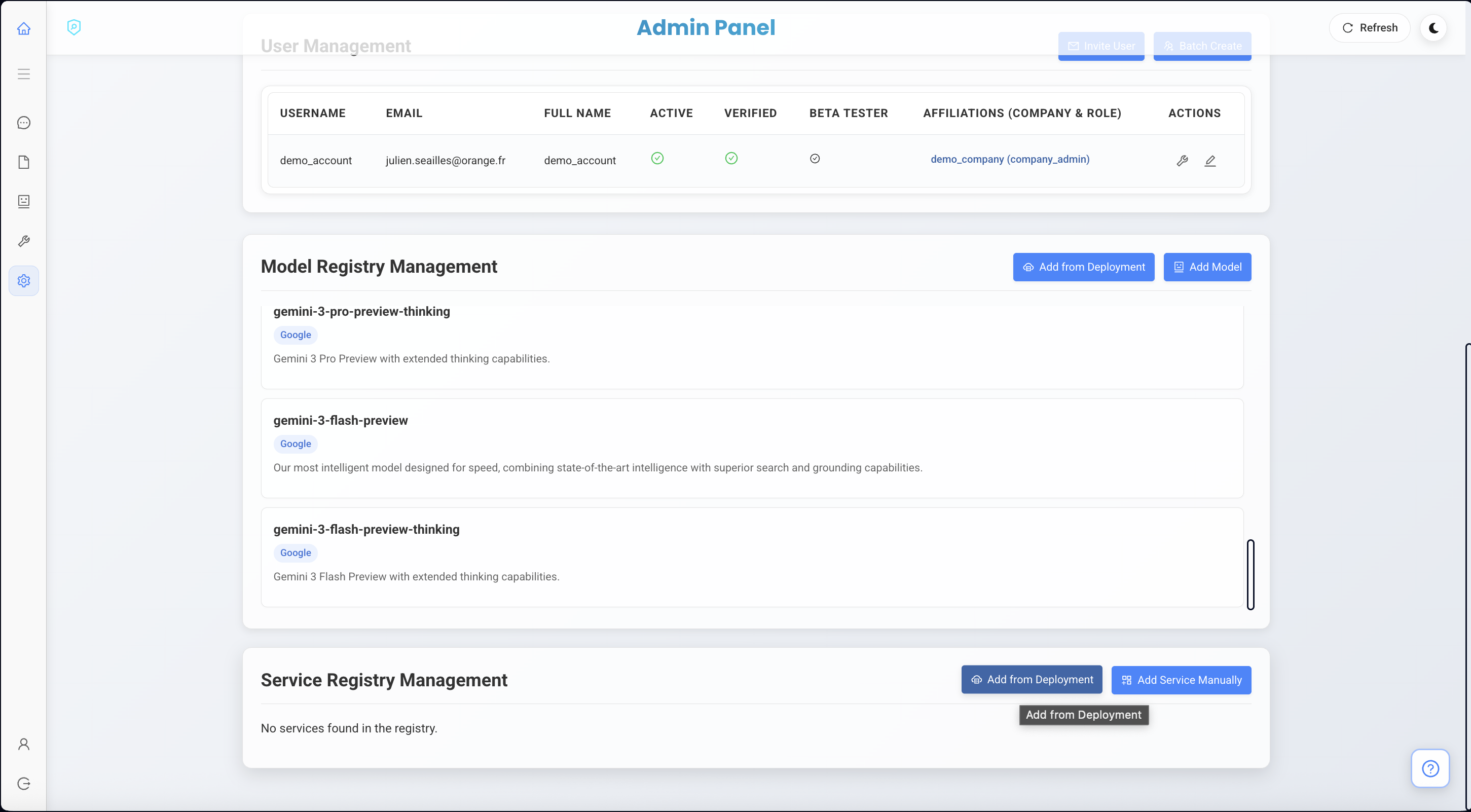 Service Registry Management