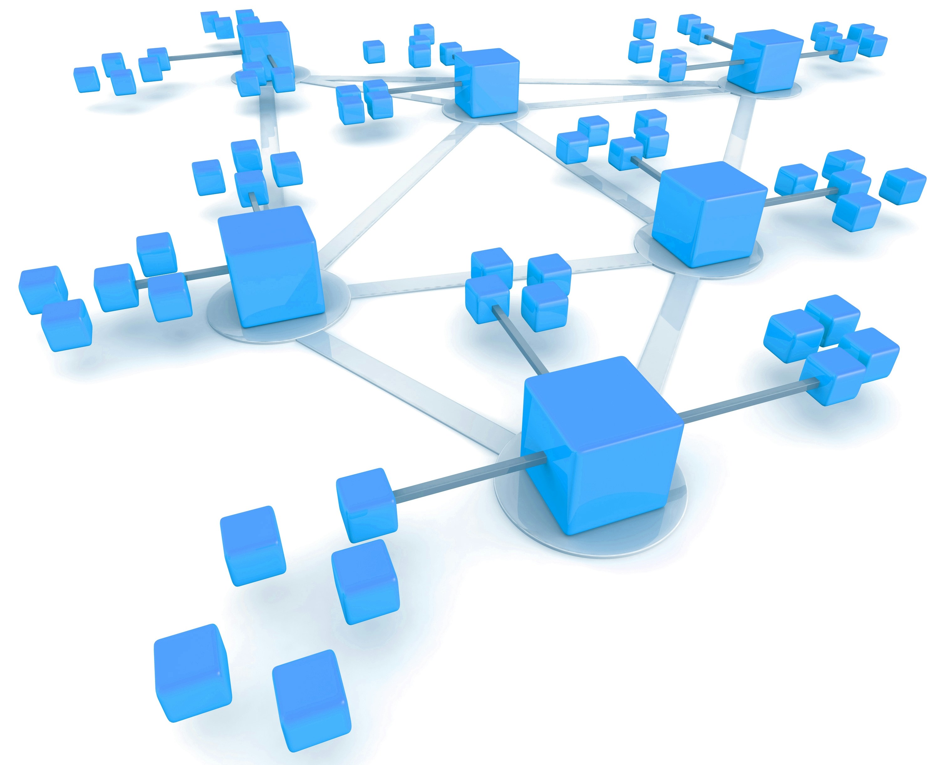 web of blocks with smaller blocks illustrating inheritance