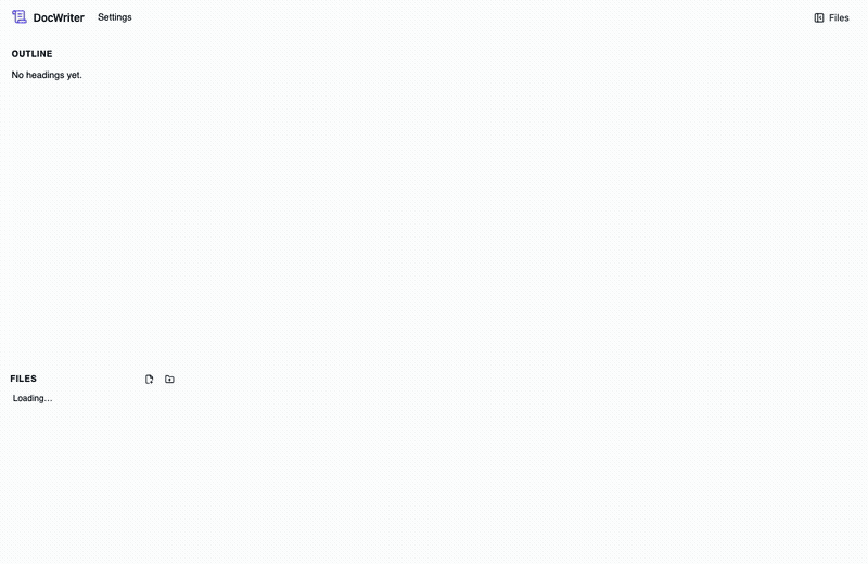 DocWriter in action: typing a paragraph with an inline directive, the agent picking it up while you keep typing