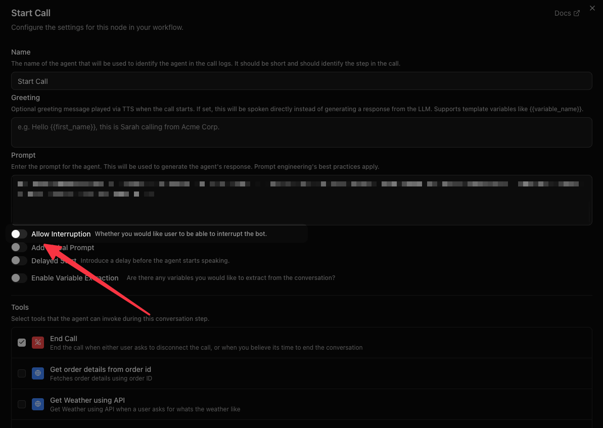 Allow Interruption Toggle