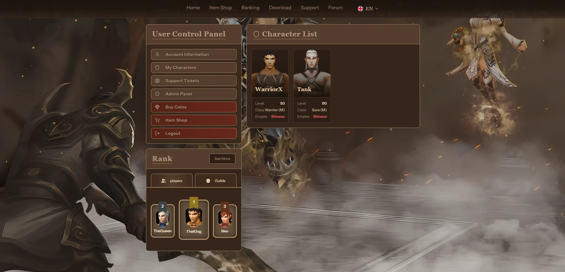 Player Character List