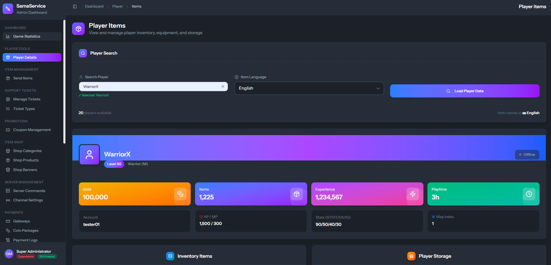 Player Details Dashboard