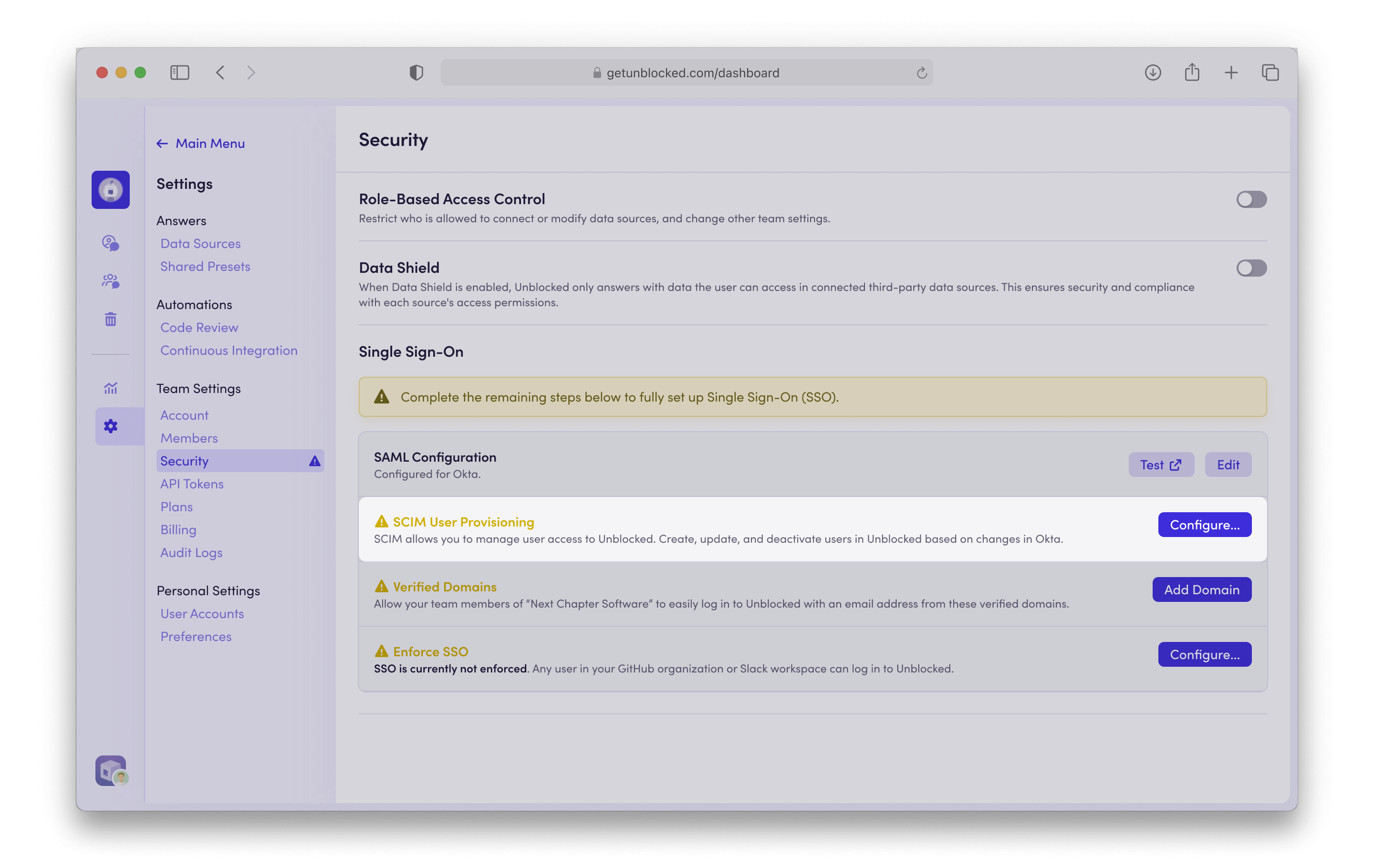 SCIM Configure