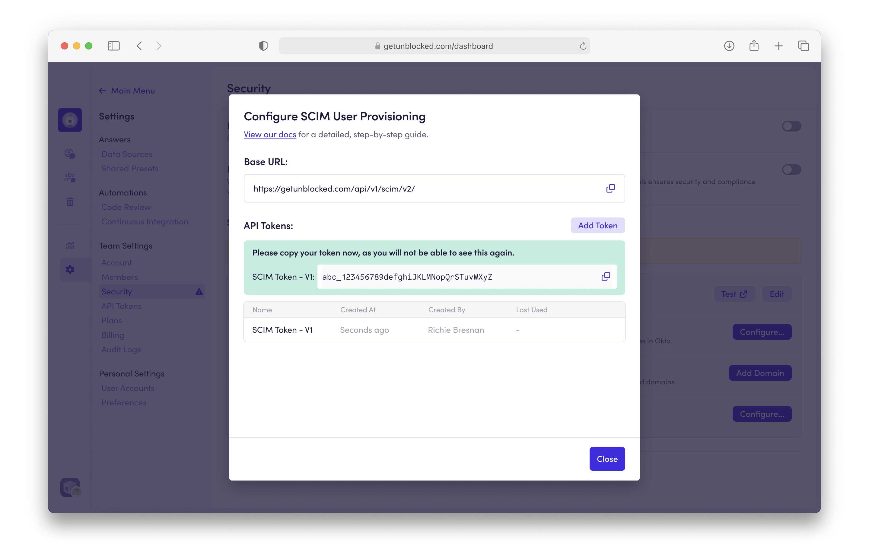Generate API Token