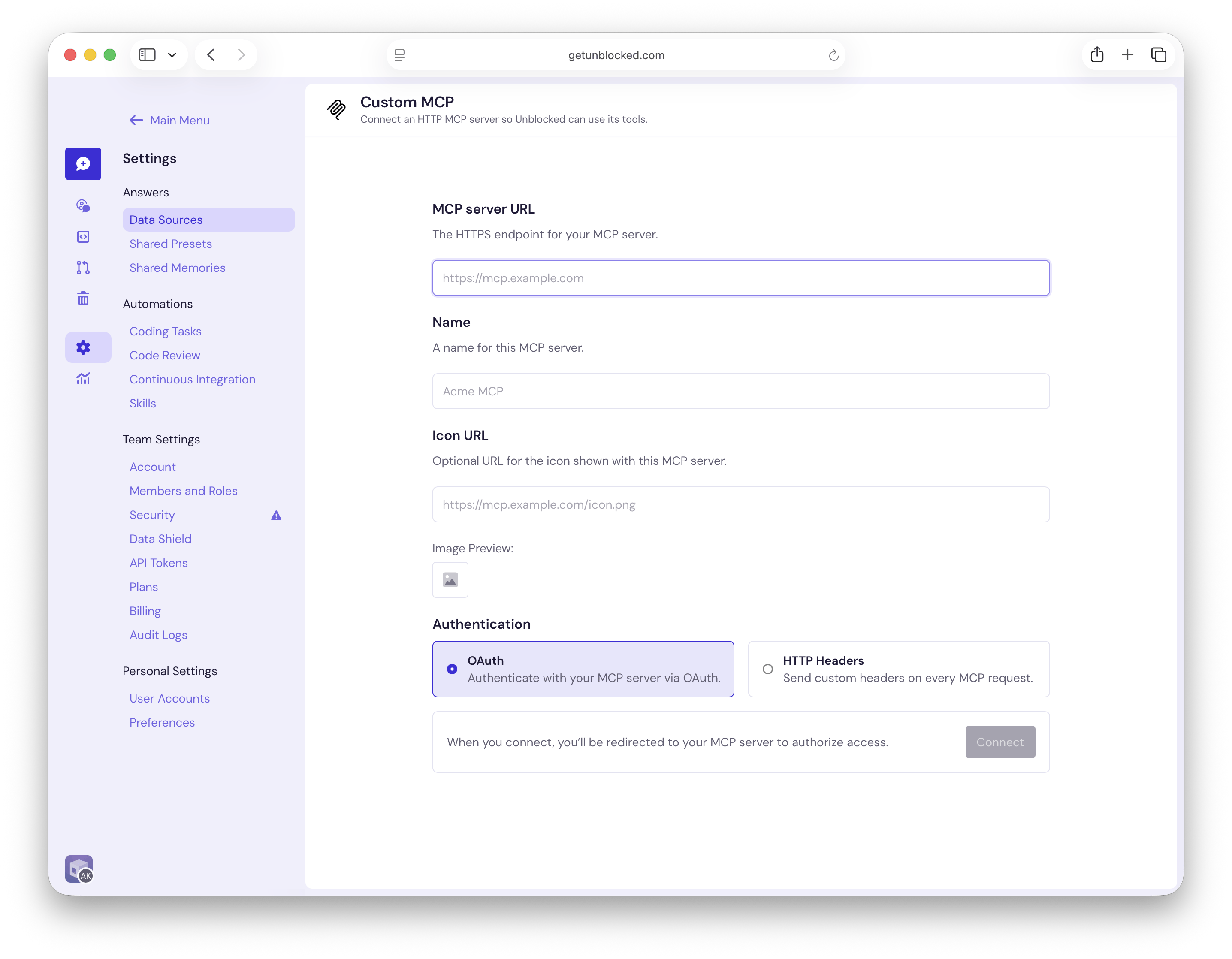 Connect to a Custom MCP server with OAuth